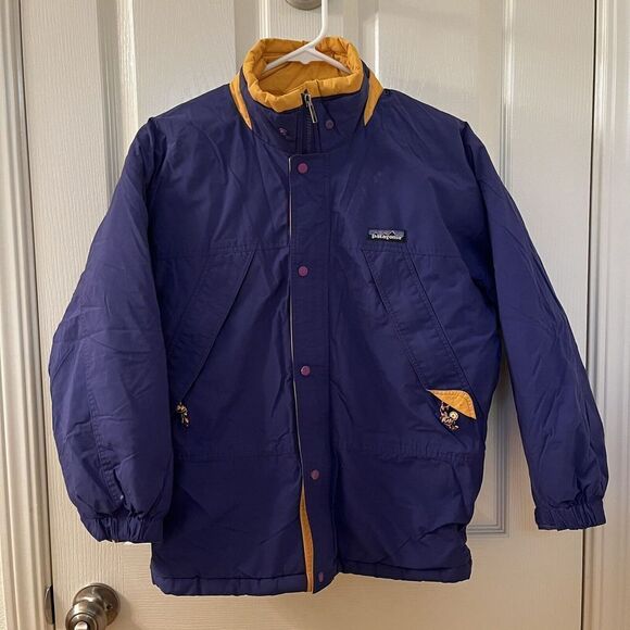 Patagonia Kids Guide Parka Insulated Jacket Blue Yellow Boys Size 10 - Picture 1 of 16